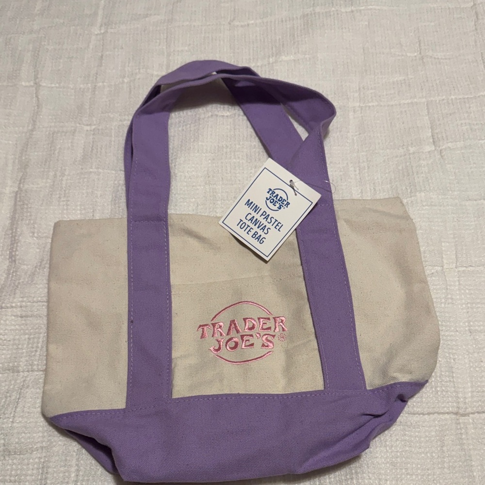 Trader Joe's Pastel Purple and Cream Tote Bag